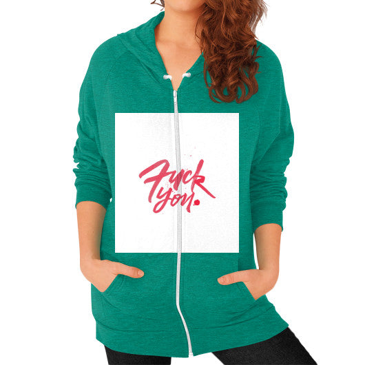 Zip Hoodie (on woman) Tri-Blend Vintage Green - Fook You!