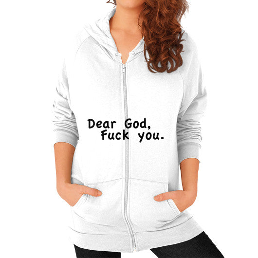 Zip Hoodie (on woman) White - Fook You!